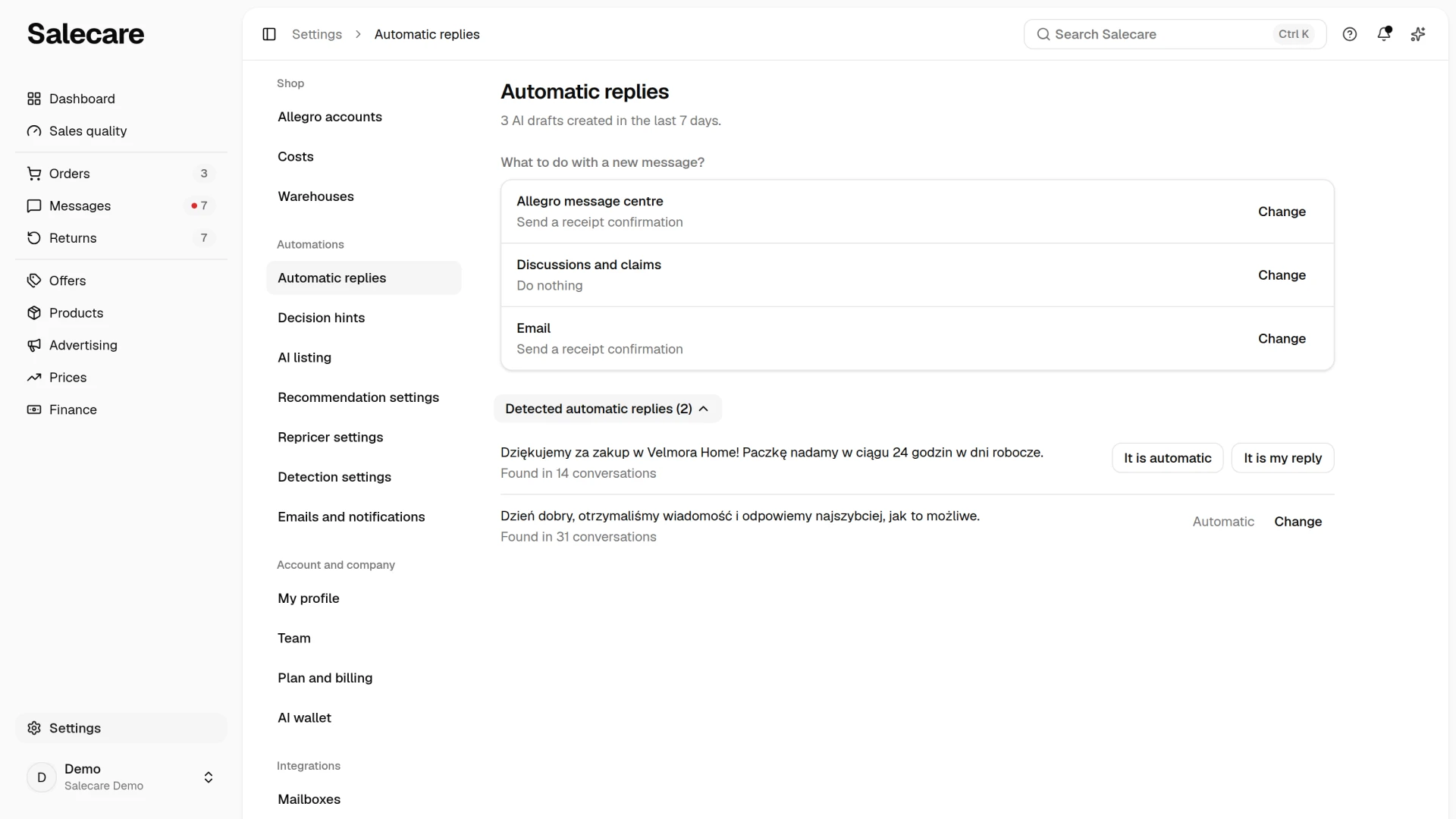 Detected automatic replies