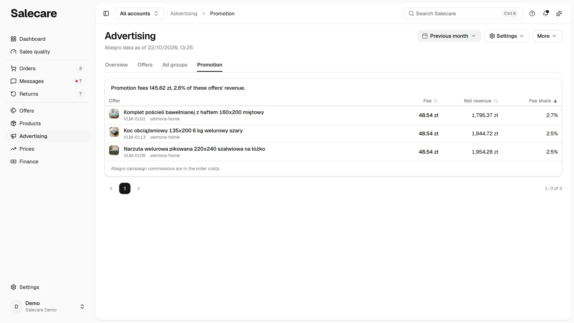 Advertising with the Promotion tab selected