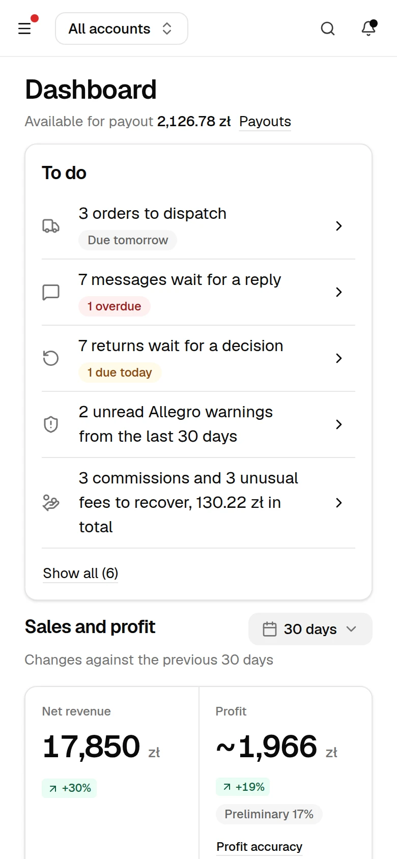 The Salecare Dashboard on a phone with the "To do" list in one column