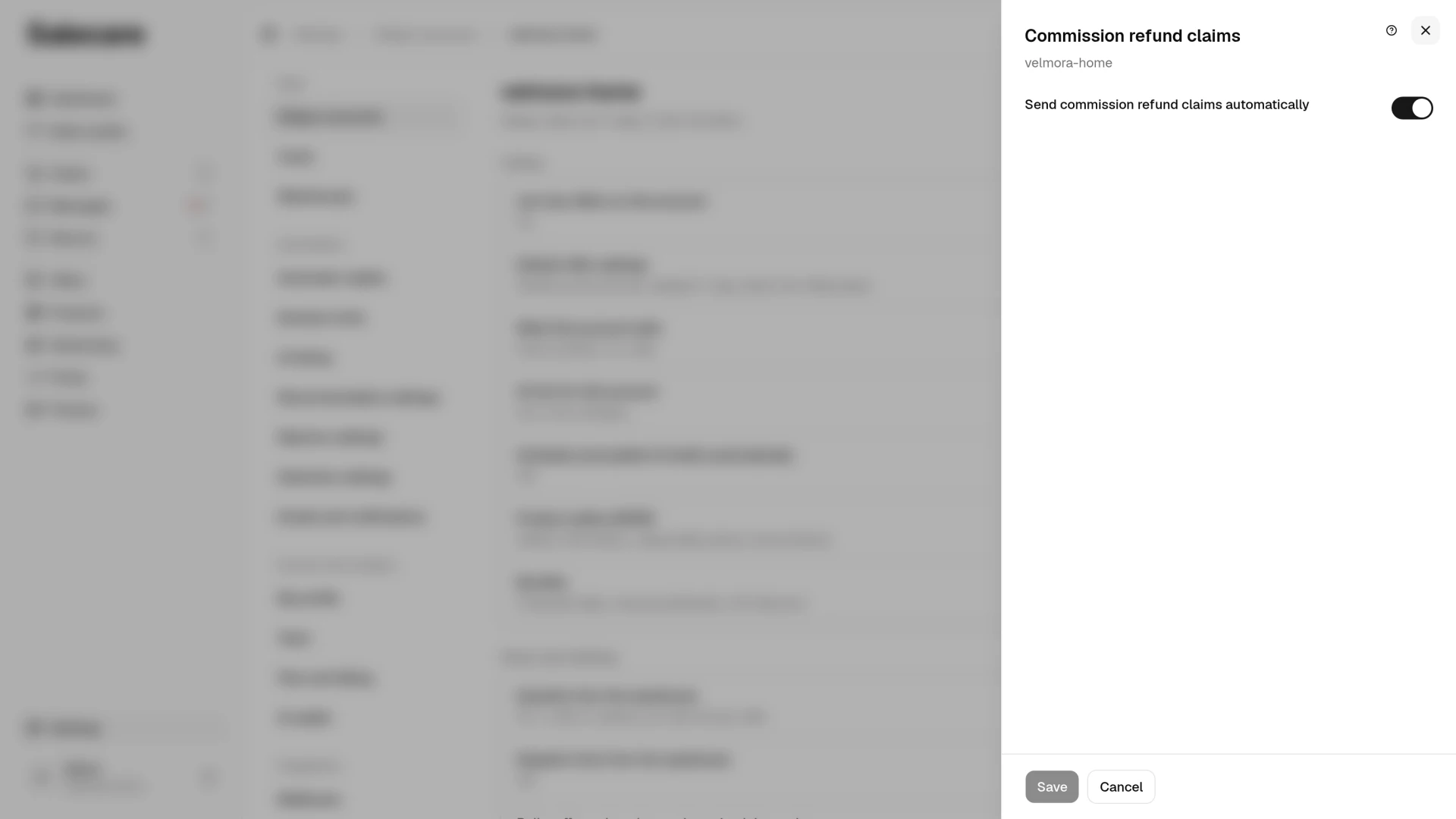 The setting for filing commission refund claims automatically