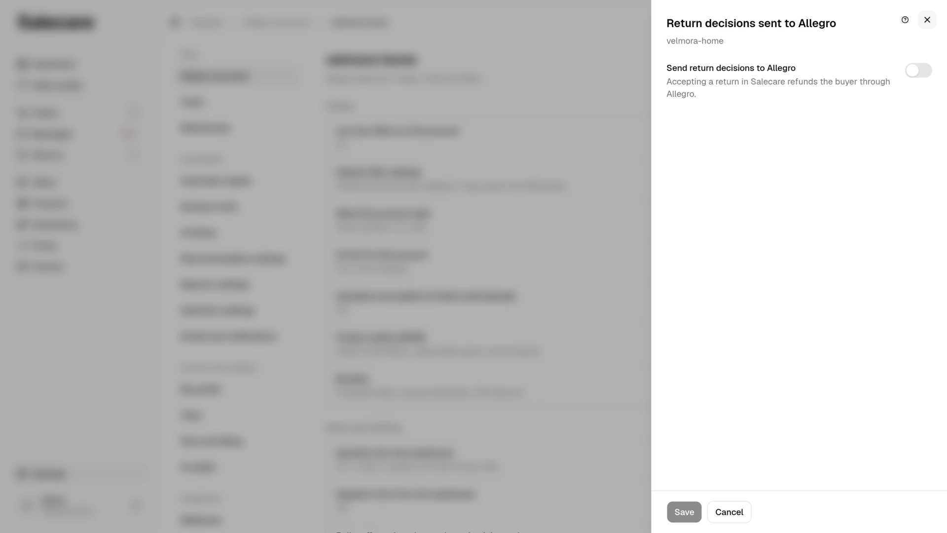 The toggle that sends return decisions to Allegro