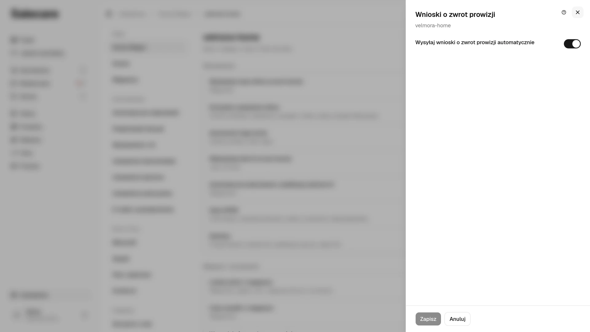 Ustawienie automatycznej wysyłki wniosków o zwrot prowizji